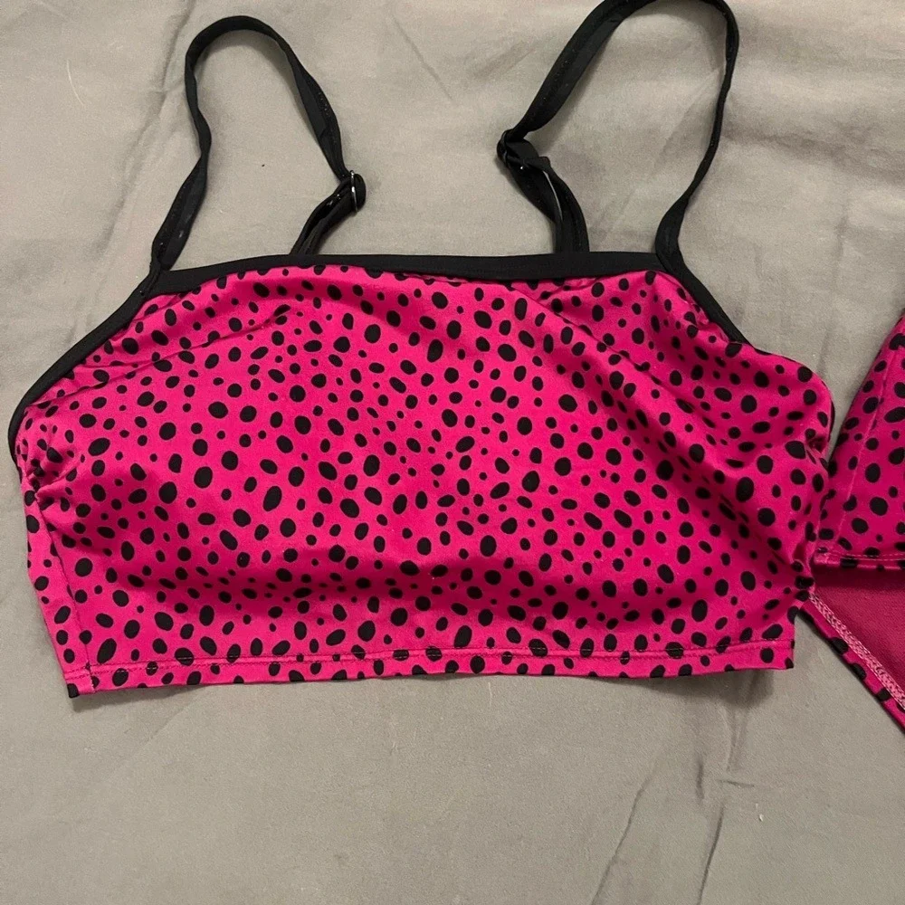 All In Motion Kids Pink Dalmatian Print Two Piece Swimsuit‎ Bikini Set XS